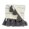 Kirkland's Home Natural Striped Cotton Handloomed Tassel Throw- Blankets & Throws