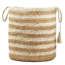 Kirkland's Home Natural Striped Jute Basket With Handles, 19 In.- Baskets & Boxes
