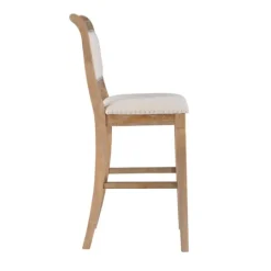 Kirkland's Home Natural Striped Upholstered Wood Frame Bar Stool- Bar Stools & Counter Height Stools