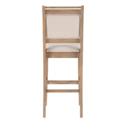 Kirkland's Home Natural Striped Upholstered Wood Frame Bar Stool- Bar Stools & Counter Height Stools