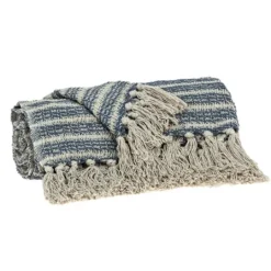 Kirkland's Home Natural Striped Woven Tassel Throw- Blankets & Throws
