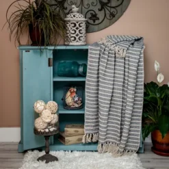 Kirkland's Home Natural Striped Woven Tassel Throw- Blankets & Throws