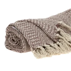 Kirkland's Home Natural Striped Woven Tassel Throw- Blankets & Throws