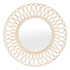 Kirkland's Home Natural Tan Daisy Spiral Wicker Framed Mirror- Framed Mirrors