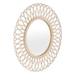 Kirkland's Home Natural Tan Daisy Spiral Wicker Framed Mirror- Framed Mirrors