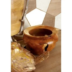 Kirkland's Home Natural Teak Wood Banga Bowl- Decorative Bowls & Jars