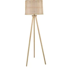 Kirkland's Home Natural Tripod Wood And Wicker Floor Lamp- Floor Lamps