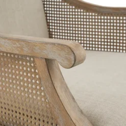 Kirkland's Home Natural Upholstery Cane Inset Accent Chair- Accent Chairs