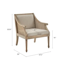 Kirkland's Home Natural Upholstery Cane Inset Accent Chair- Accent Chairs