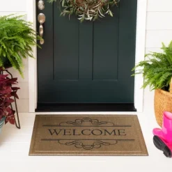 Kirkland's Home Natural Welcome Script Doormat- Doormats