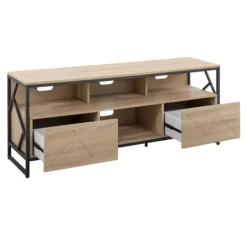 Kirkland's Home Natural Wood And Black Steel Media S D- Tv Stands & Media Consoles