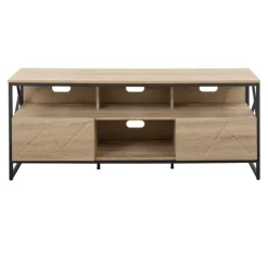 Kirkland's Home Natural Wood And Black Steel Media S D- Tv Stands & Media Consoles