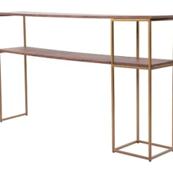 Kirkland's Home Natural Wood And Bronze Metal Console Table- Console Tables