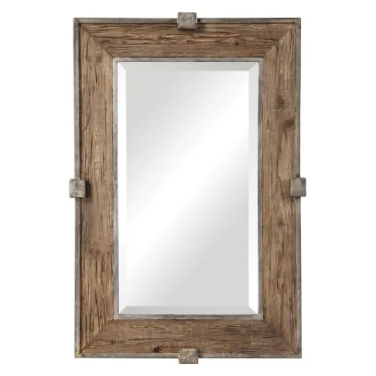 Kirkland's Home Natural Wood And Burnished Metal Mirror- Decorative Mirrors