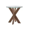 Kirkland's Home Natural Wood And Glass Top X-Base Accent Table- Accent & End Tables
