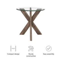 Kirkland's Home Natural Wood And Glass Top X-Base Accent Table- Accent & End Tables