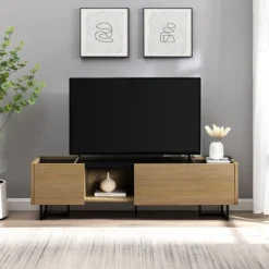 Kirkland's Home Natural Wood And Marble 2-Door Tv S D- Tv Stands & Media Consoles