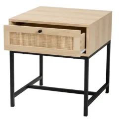 Kirkland's Home Natural Wood And Metal 1-Drawer Nights D- Nightstands