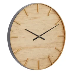 Kirkland's Home Natural Wood And Metal Numberless Wall Clock- Clocks