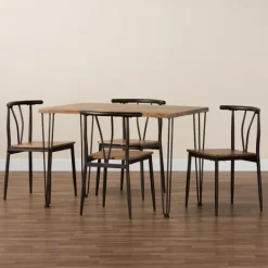 Kirkland's Home Natural Wood And Metal 5-Pc. Dining Set- Dining Tables