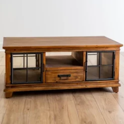 Kirkland's Home Natural Wood And Metal Window Coffee Table- Coffee Tables