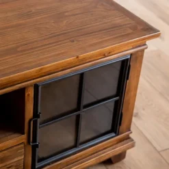 Kirkland's Home Natural Wood And Metal Window Coffee Table- Coffee Tables