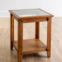 Kirkland's Home Natural Wood And Metal Window Accent Table- Accent & End Tables