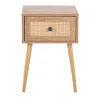 Kirkland's Home Natural Wood And Rat Drawer Accent Table- Accent & End Tables