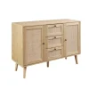 Kirkland's Home Natural Wood And Rat 3-Drawer Sideboard- Cabinets & Sideboards