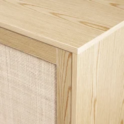 Kirkland's Home Natural Wood And Rat 3-Drawer Sideboard- Cabinets & Sideboards