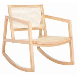 Kirkland's Home Natural Wood And Rat Rocking Chair- Accent Chairs