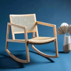 Kirkland's Home Natural Wood And Rat Rocking Chair- Accent Chairs