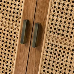 Kirkland's Home Natural Wood And Rattan 2-Door Cabinet- Cabinets & Sideboards