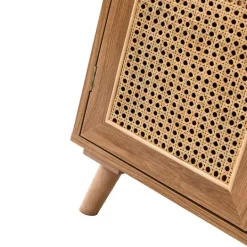 Kirkland's Home Natural Wood And Rattan 2-Door Cabinet- Cabinets & Sideboards
