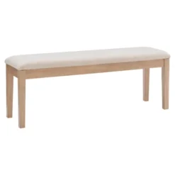 Kirkland's Home Natural Wood And Upholstered Seat Bench- Benches & Ottomans