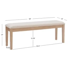 Kirkland's Home Natural Wood And Upholstered Seat Bench- Benches & Ottomans