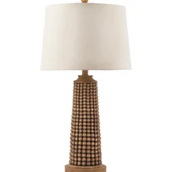 Kirkland's Home Natural Wood Beaded Base Table Lamp- Table Lamps