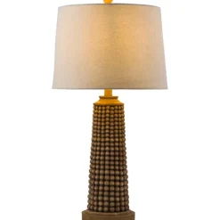 Kirkland's Home Natural Wood Beaded Base Table Lamp- Table Lamps