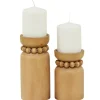 Kirkland's Home Natural Wood Beaded Candle Holders, Set Of 2- Candle Holders