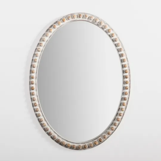 Kirkland's Home Natural Wood Beaded Oval Mirror- Decorative Mirrors