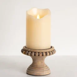 Kirkland's Home Natural Wood Beaded Pillar Candle Holder, 4 In.- Candle Holders