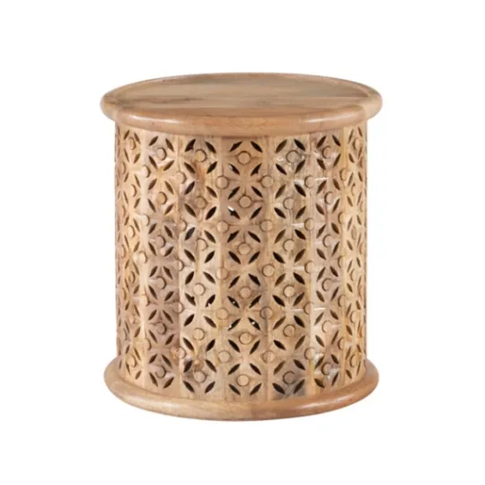 Kirkland's Home Natural Wood Carved Diamonds Accent Table- Accent & End Tables