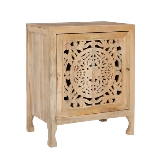 Kirkland's Home Natural Wood Carved Medallion Cabinet- Cabinets & Sideboards