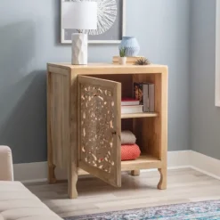 Kirkland's Home Natural Wood Carved Medallion Cabinet- Cabinets & Sideboards