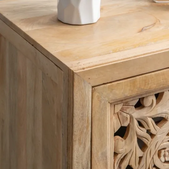 Kirkland's Home Natural Wood Carved Medallion Cabinet- Cabinets & Sideboards