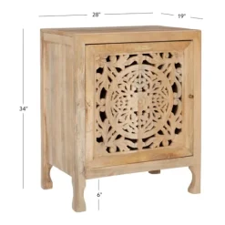Kirkland's Home Natural Wood Carved Medallion Cabinet- Cabinets & Sideboards