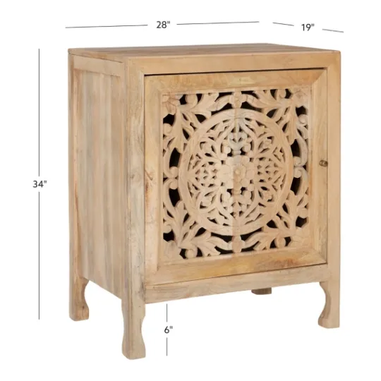 Kirkland's Home Natural Wood Carved Medallion Cabinet- Cabinets & Sideboards