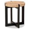 Kirkland's Home Natural Wood Cross Base Side Table- Accent & End Tables
