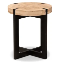 Kirkland's Home Natural Wood Cross Base Side Table- Accent & End Tables