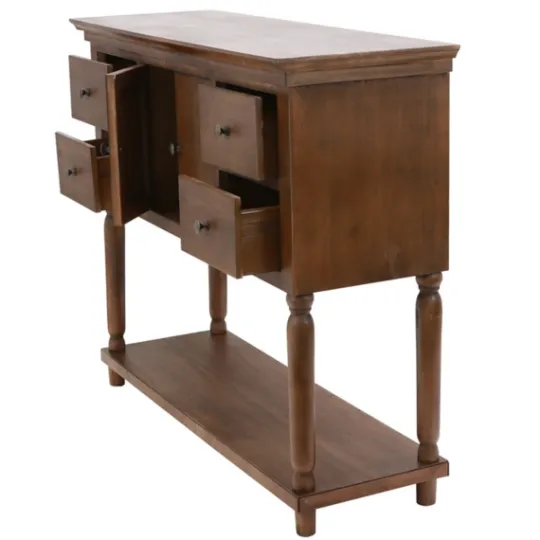 Kirkland's Home Natural Wood 2-Door 4-Drawer Buffet Console Table- Console Tables